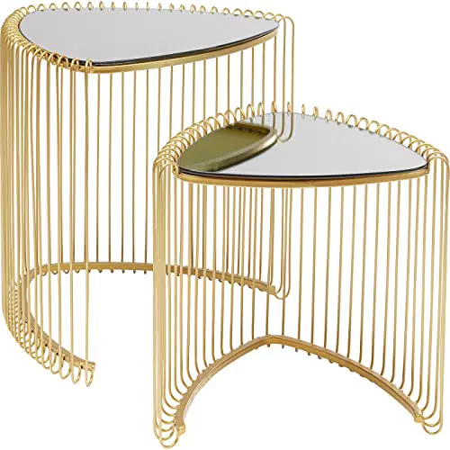 Kare Design tavolino da caffè Wire Gold, oro/vetro