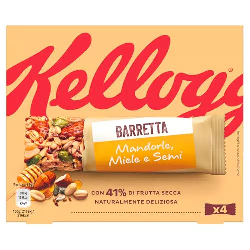 Kellogg's Barretta, Gusto Mandorle, Miele e Semi, Ricca di Fibre e con 41% di Frutta Secca