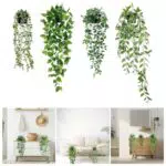 KNGNGK 4 Pz Pianta Finta Cadente, Pianta Artificiale Cadente con Vaso