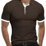 KUYIGO Polo a Manica Corta da Uomo Camicie in Cotone dal Design di Base Slim Fit Casual XL Marrone