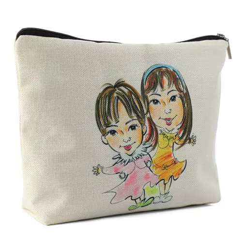 Kytpyi Borsa Cosmetica, Borsa Trucco da Viaggio, Stile di Illustrazione Carino Trousse Trucchi Donna per le Sorelle dei Migliori Amici