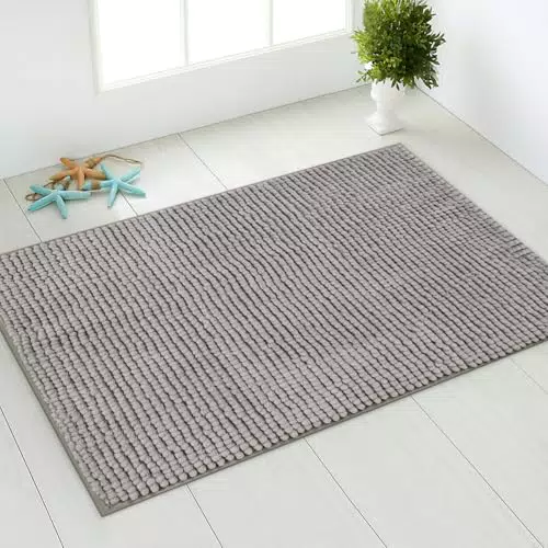 KYYGKY Tappeto Bagno Assorbente Tappetino Bagno Tappeto Doccia Assorbente Tappeto per Bagno Tappetino Bagno Antiscivolo Tappeto Grigio Tappeto Pelo Lungo 50 x 80cm/19.69 x31.5inch Tappetini per WC