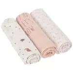 LÄSSIG Coperta Puck per neonati Panno di garza Set di 3 pezzi in cotone 80 x 80 cm/Heavenly soft Swaddle L Garden Explorer Snail