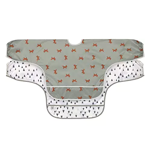 LÄSSIG Set di bavaglini a maniche lunghe per allacciare la protezione del ricevitore/Long Sleeve Bib Little Forest Fox