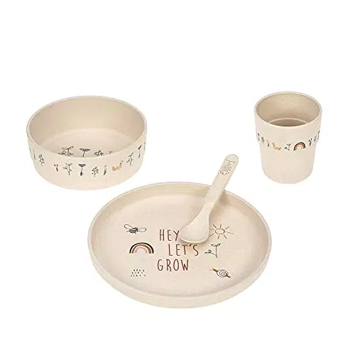 LÄSSIG Set di stoviglie per bambini, piatto ciotola tazza cucchiaio