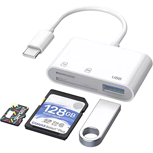 Lettore di Schede USB C a SD, Adattatore di Schede di Memoria USB C a Micro SD TF Compatibile con iPad