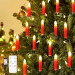 Lewondr 20 Pezzi LED Albero di Natale Candela Luci, Clip Tremolante su Cndele Senza Fiamma con Timer remoto e 4 modalità