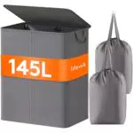 Lifewit Cesto Portabiancheria con Coperchio 2 Scomparti 145L