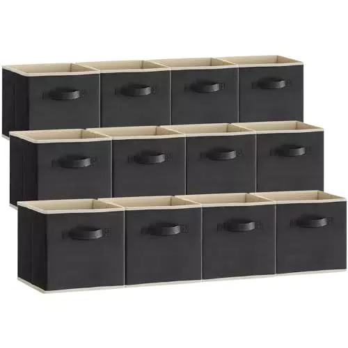 Lifewit Set di 12 Scatole Portaoggetti, Cubi Portaoggetti Scaffale in Tessuto