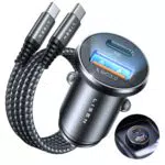 LISEN Caricatore Auto USB C PD3.0 36W Con 60W Cavo USB C QC3.0 Accendisigari Auto Ricarica Rapido Caricabatterie Auto 54W Compatibile con iPhone 16 15 14 13 12 Pro Max Galaxy S25 S23 Ultra