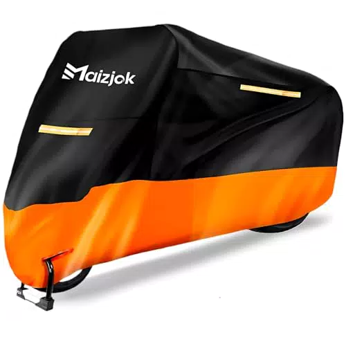 Maizjok Telo Moto da Esterno Interno Telo Coprimoto Impermeabile Copri Moto 210D Poliestere Copertura Moto Universale per Scooter Motorino Ciclomotori Motocicletta Stradale Motocross (245x105x125cm）