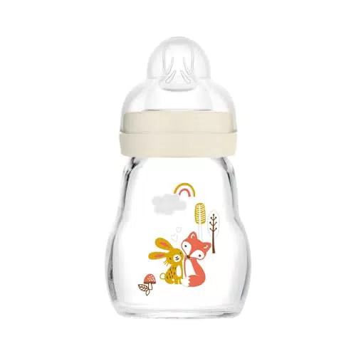 MAM Biberon Feel Good 170 ml, Biberon vetro pregiato resistente alle alte temperature