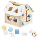 Mamabrum - Cubo attività in Legno - Giocattolo Educativo Multifunzione con Labirinto e Casa delle Forme Geometriche - 8 Blocchi