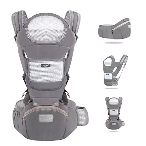 Marsupio Neonati Ergonomico, Porta Bambino da 0-36 Mesi con Sedile Multiposizione