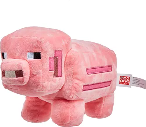 Mattel Minecraft - Maiale Peluche, personaggio ispirato al videogioco in un morbido tessuto e dall'iconico design pixelato