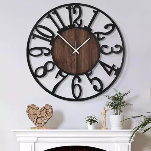 Mee 2ou Orologio Da Parete Moderno E Vintage, 50 cm/ 20 Pollici Orologio Da Parete Grande Silenzioso Senza Ticchettio