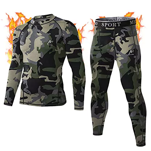MeetHoo Maglia Termica Uomo, T-Shirt Manica Lunga Maglie Termiche Invernali da Sport Compression Baselayer per Corsa Ciclismo Calcio