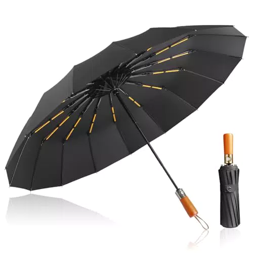MidingChai Ombrello antivento XXL grande ombrello tascabile automatico con 10 costole