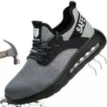 Mitudidi 43 Scarpe Antinfortunistiche Leggere Uomo Donna Scarpe da Lavoro Uomo Comode Traspiranti Antiscivolo Antinfortunistica Scarpe Antinfortunistiche Uomo con Punta in Acciaio Unisex Grigio