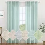 MIULEE Voile Tende Lino Tenda a Pannello Tende Per Interni Traslucido Tende Camera da Letto moderne per soggiorno Lino Trasparente per Porte Balcone Adatte 140x215 cm Blu 2 Pannelli