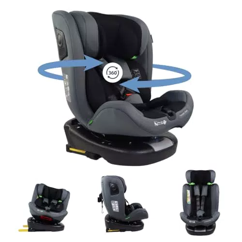 Mobiclinic® Seggiolino Auto Girevole 360º i-Size con Regolazione e Cintura a 5 Punti