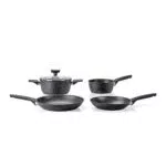 Moneta Magnolia Stone Black Batteria di pentole 5 pezzi