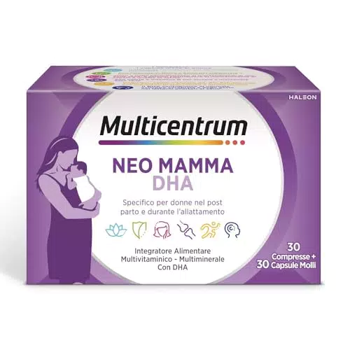 Multicentrum Neo Mamma DHA, Integratore Multivitaminico specifico per la donna dopo la gravidanza e durante l'allattamento
