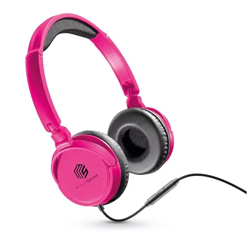 Music Sound / HEADBAND filo Basic/Cuffie on ear pieghevoli con filo e microfono - Jack 3.5 mm - Colore Rosa