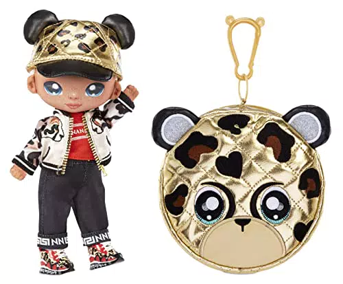 Na Na Na Surprise Glam Serie 2 - Gianni Wilde - Bambolotto Ispirato a Un Ghepardo con Capelli biondi e borsellino Metallico con Clip a Forma di Animale - da Collezionare - età: 5+ Anni