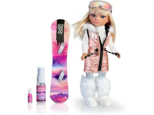 Nancy - Snow Fashion, Un Giorno sulla Neve, Bambola sciatrice con Snowboard e Outfit Silver Glam