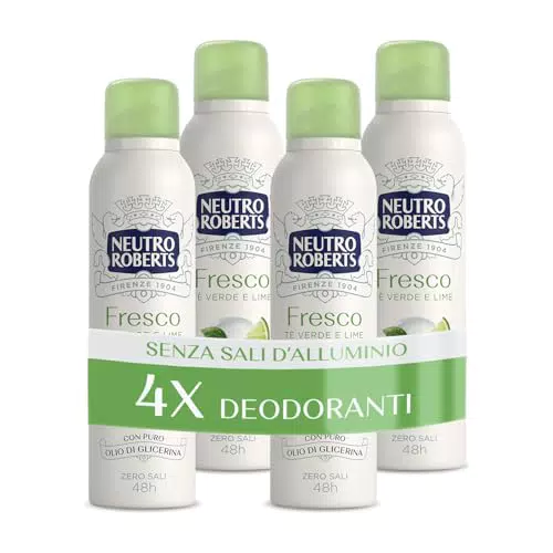 Neutro Roberts, Deodorante Spray Fresco Verde, Té Verde e Lime