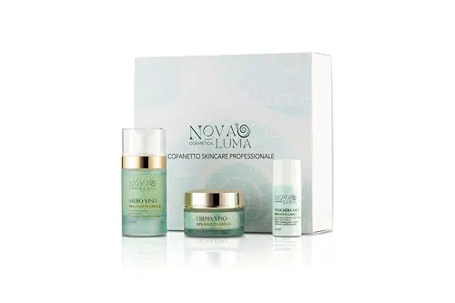 Nova Luma 3 in 1, Siero e Crema con Bava Di Lumaca 98% e 80% Acido Ialuronico Antirughe e Aloe Vera con maschera viso omaggio 60% contorno occhi
