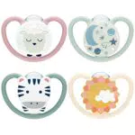 NUK Space Day & Night ciuccio, 18-36 mesi, Succhietti che si illuminano al buio con ventilazione extra per pelli delicate