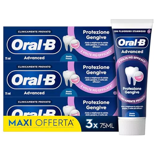 Oral-B Dentifricio Advanced Protezione Gengive Menta Piperita & Menta Verde