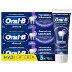 Oral-B Dentifricio Advanced Protezione Sbiancante Sapore Menta Piperita 3x75ml