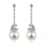 Orecchini in Argento 925 D.Perlla Donna Perla Orecchini Orecchini Pendenti Catena Lunga