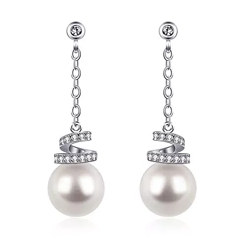 Orecchini in Argento 925 D.Perlla Donna Perla Orecchini Orecchini Pendenti Catena Lunga