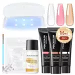 PEACECOLOR Set Unghie Gel Ricostruzione 16ml, 3 Colori Gel Ricostruzione Unghie Poly Unghia Gel con UV/LED Lampada + Slip Solution