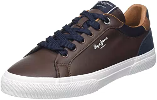 Pepe Jeans Kenton Court, Scarpa da Ginnastica Uomo, Marrone