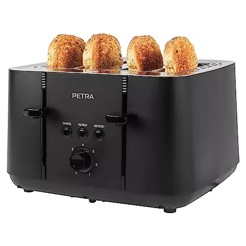 Petra PT5565MBLKVDE Tostapane a 4 scomparti - guide per pane autocentranti