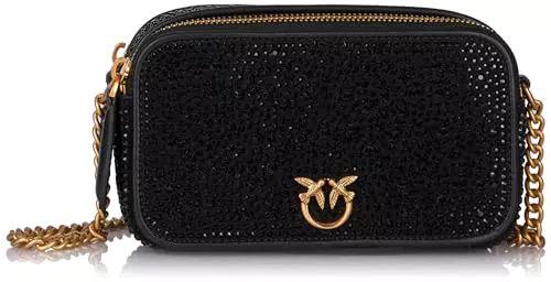 Pinko Camera Case CAMOSCIO + Full Strass, Borsa Donna
