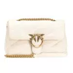 Pinko Love Classic Puff CL Sheep Nap, Borsa Donna, Z14Q_Bianco Seta-Antique Gold