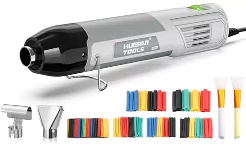 Pistola ad Aria Calda - Huepar Tools Mini Pistola Termica Elettrica 350W Riscaldamento Rapido con 2 Impostazioni di Temperatura per Goffratura Artigianale