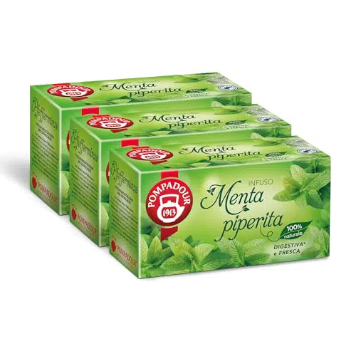 Pompadour, Infuso Menta Piperita, 60 Filtri, Digestivo e Fresco