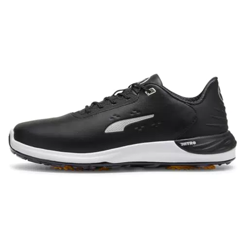 PUMA Phantomcat Nitro +, Golf Shoe Uomo, Puma Black Puma Silver Yellow Sizzle