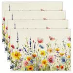 QOMJUFA Set di 4 Tovagliette Primaverili, Tovagliette a Fiori