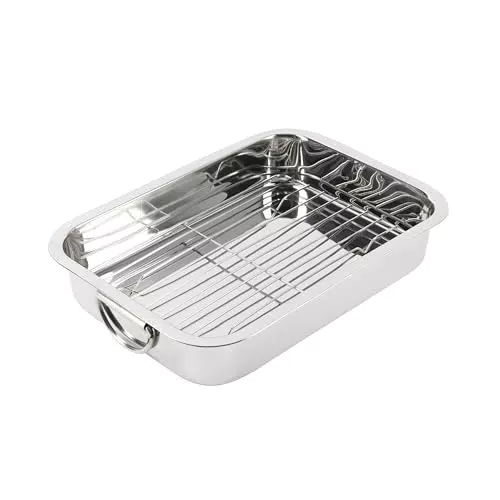 RB RENBERG Vassoio da forno con griglia rettangolare per forno - realizzato in acciaio inox - massima aderenza - dimensioni 37 x 26