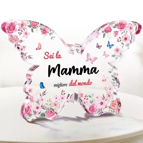 Regalo Festa Della Mamma, Eletorot Regalo Mamma e Nonna Cartello Decorativo in Acrilico Farfalla