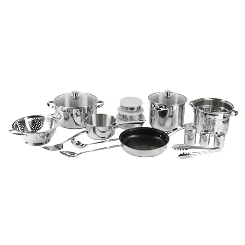 RENBERG LUCA - Set di pentole in acciaio inossidabile da 18 pezzi - Include pentole con coperchi