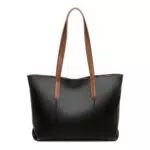 RQJZ Borsa Shopper Donna Vera Pelle Borsa Tote Grande con Cerniera Borse da Donna Elegante Capiente per Lavoro Viaggio Nero